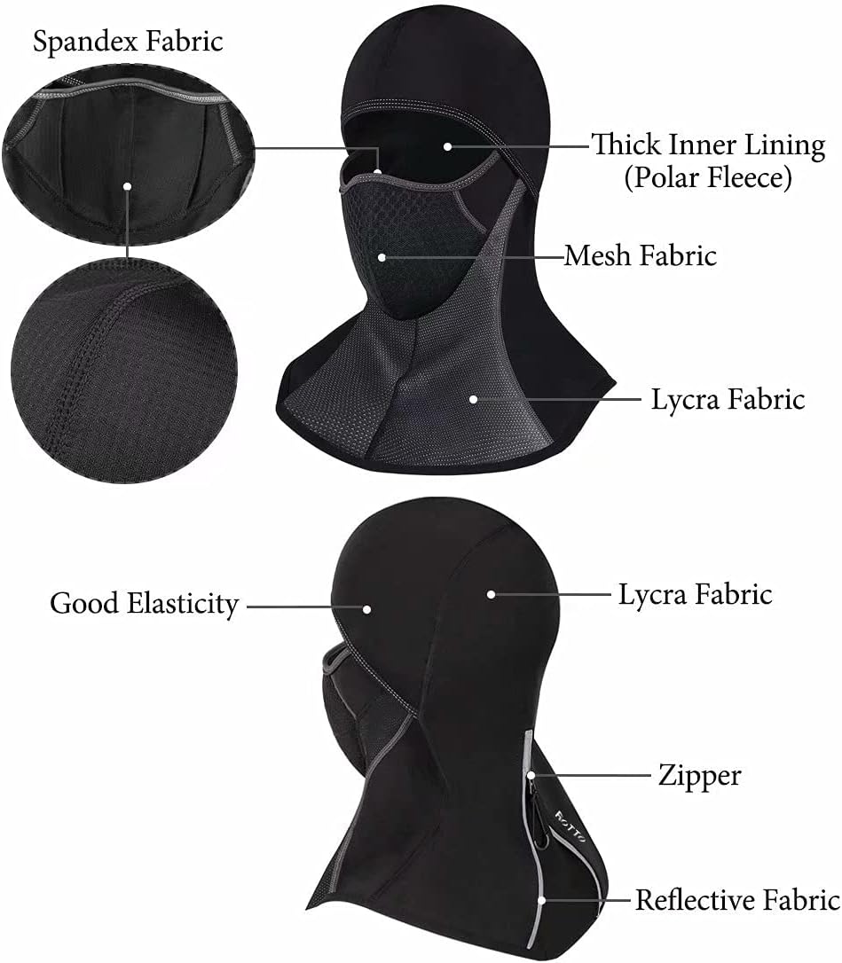 ROTTO Balaclava Face Mask for Motorcycle Motorbike Cycling Winter Full Face Masks Thermal Polar Fleece for Men Women
