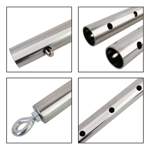 Spreader Bar Silver/Black Adjustable Exercise Stainless Steel Bar, Yoga Training Fitness Gear, Workout Bar,Sports Gym Kit (Silver)