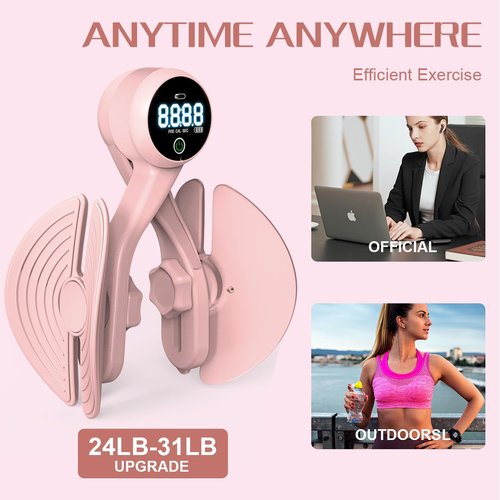 Thigh Master Thigh Exerciser, Kegel Exerciser for Pelvic Floor Muscle, Inner Thigh Exerciser for Butt, Arm, Leg Workout, 4 Levels Adjustable Resistance, Exercise Equipment with Counter Rechargeable