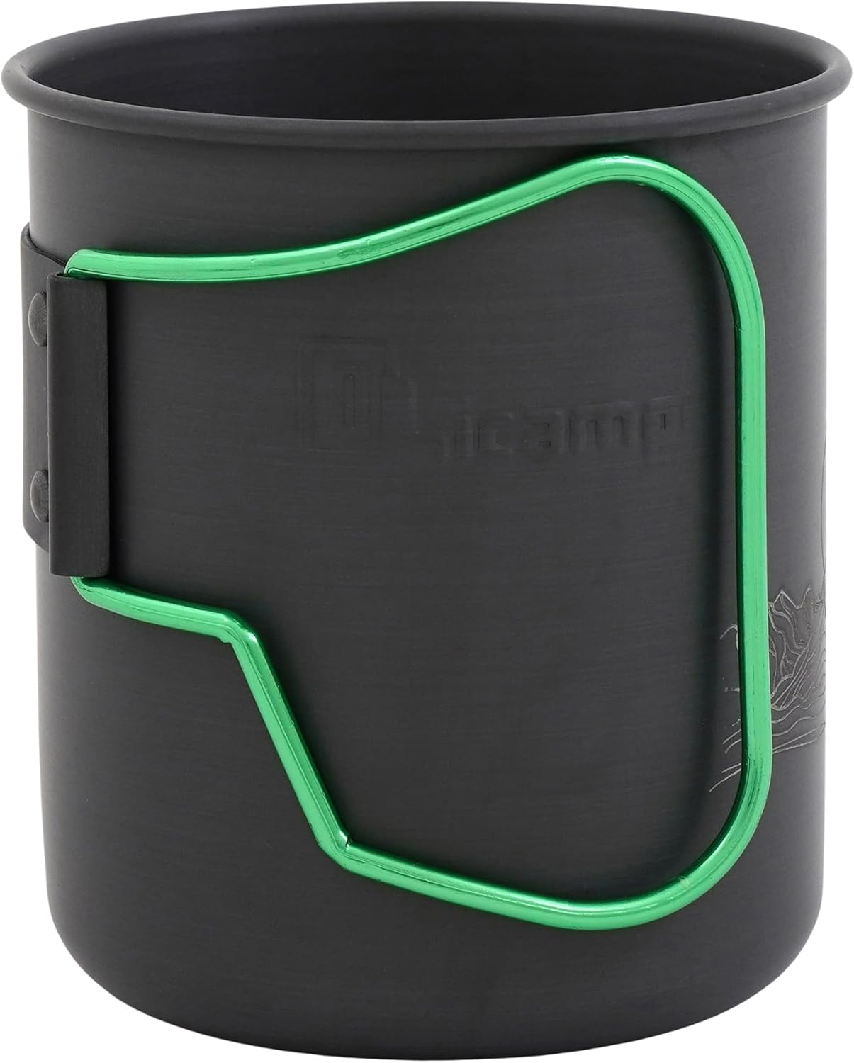 Olicamp Space Saver Camping Mug with Colored Grip, Nests Nalgene Bottle Inside, Lightweight and Compact, Perfect for Camping and Backpacking, Black