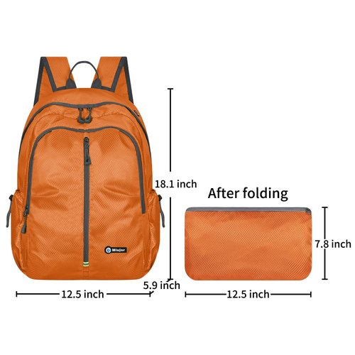 MIUJOR Lightweight Packable Foldable Backpack, Hiking backpack,Travel Backpack (Orange)