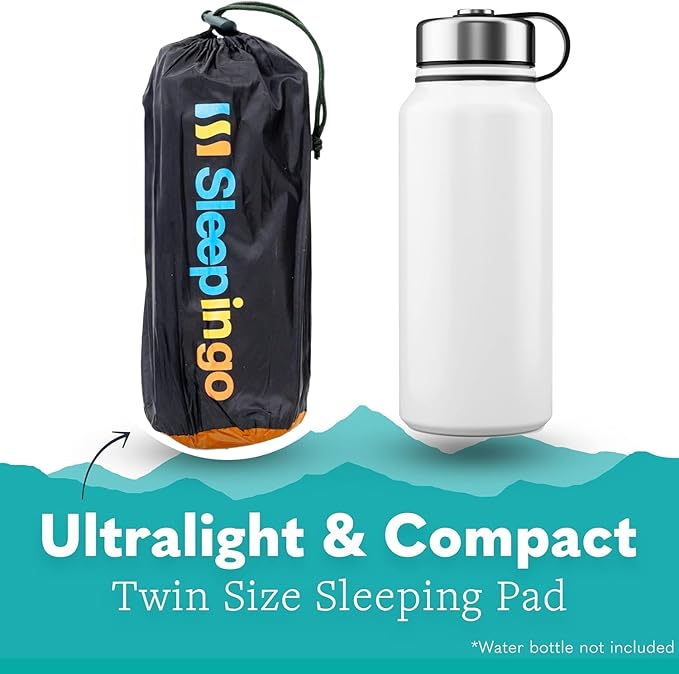 Inflatable Mat for Camping - Pack of 2 - Ultralight Sleeping Pad for Camping and Backpacking - Compact Air Mattress - Camping Mat with Tear-Resistant Ripstop Nylon - 73.5" x 21.5" - Orange