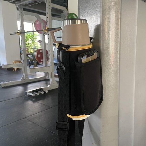 SACSTAR Magnetic Gym Bag Water Bottle Carrier Holder with Adjustable Strap & Phone Pockets Magnetic Bag Gym 5 Built-in Magnet Bag for Gym