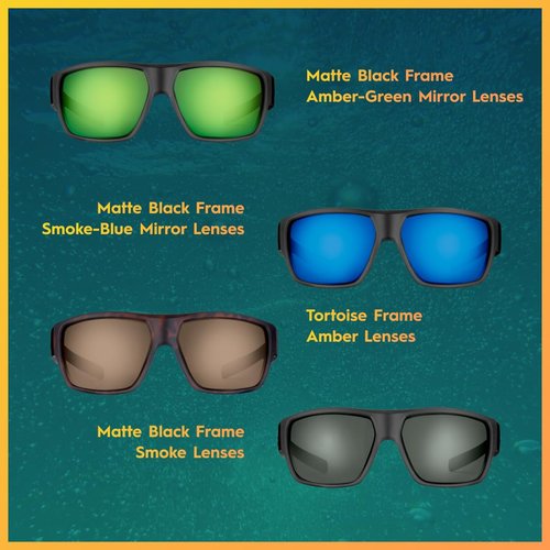 Flying Fisherman Granders Polarized Square Sunglasses, Matte Tortoise Frame/Amber Lens, Large