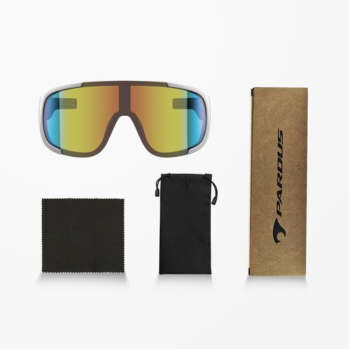 PARDUS Polarized Sports Sunglasses, UV400 Protection, Class 3 Sunshade for Men & Women, for Fishing, Outings, Cycling (White Frame Red Film)