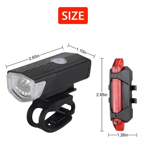 PeakTrend USB Rechargeable LED Bicycle Headlight Bike Front Rear Lamp Cycling Set Waterproof LED Bike Headlight Safety Bicycle Tail Light