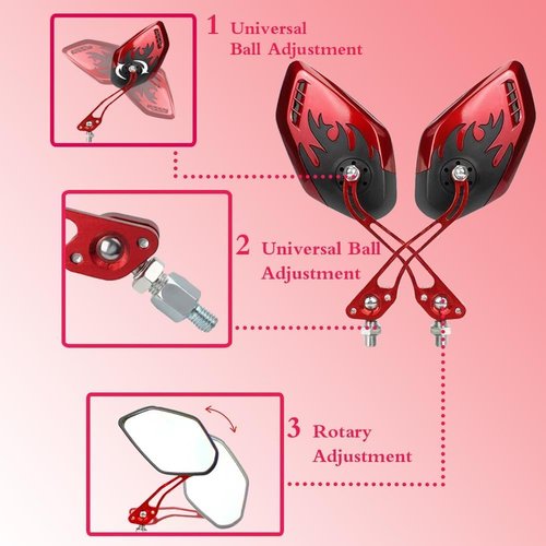 Nakazawa Bike Mirrors for Electric Bikes - 2 Pack Mirrycle Bike Mirrors, Handlebar Rearview Mirror, Bicycle Mirrors for Handlebars - Enhance Safety and Visibility on Your Electric (red)