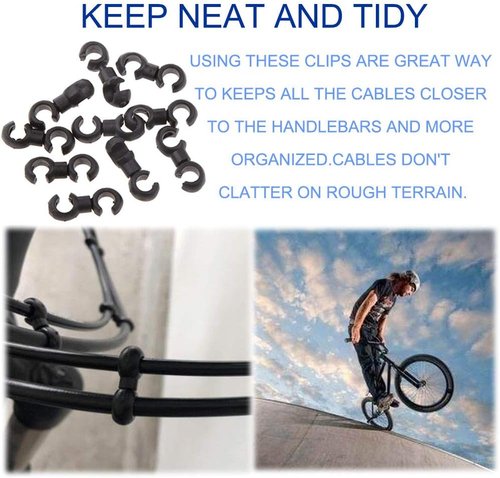 20Pcs Bike Cable Clips Hook, Bicycle Rotating S-Hook Shift and Brake Cable Housing Fixing Holder Parts & Components for Cycling MTB Gear Cable