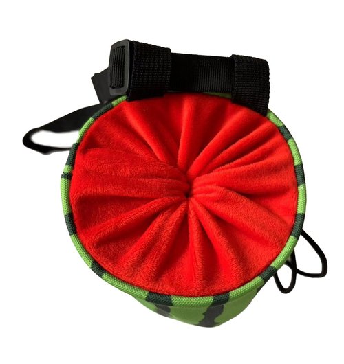 Chalk Bag for Rock Climbing - Bouldering Chalk Bucket with Quick-Clip Belt, Zipper Pocket and Brush Holder (Watermelon) (Watermelon)