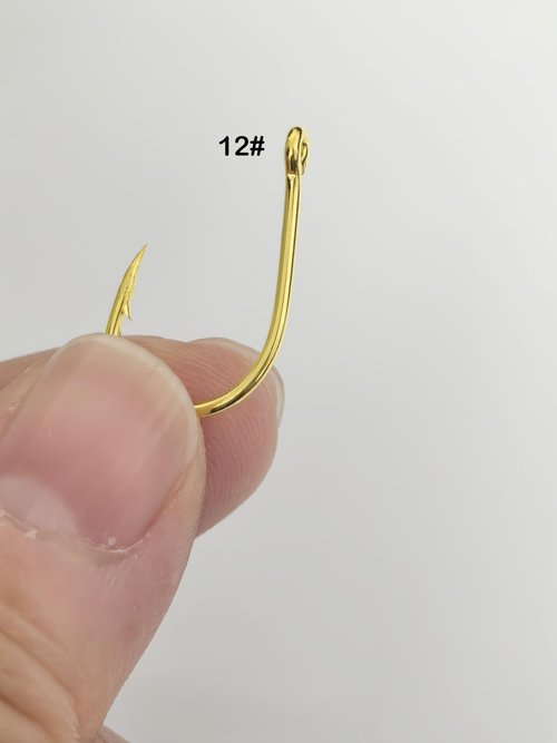 200pcs-300pcs Small Barbed Fishing Hooks Black High Carbon Fishing Hooks Set 6# 8# 10# 12# 14# 16# with Plastic Box (200pcs Gold)