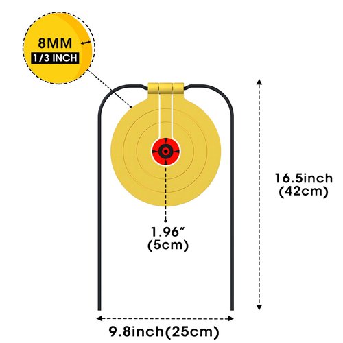 Atflbox Two in One Self-Healing Resetting Target, 8 Inch Gong High Caliber Spinner Target, Shooting Targets for Rifle, Pistol, Airgun, Handgun (Yellow)