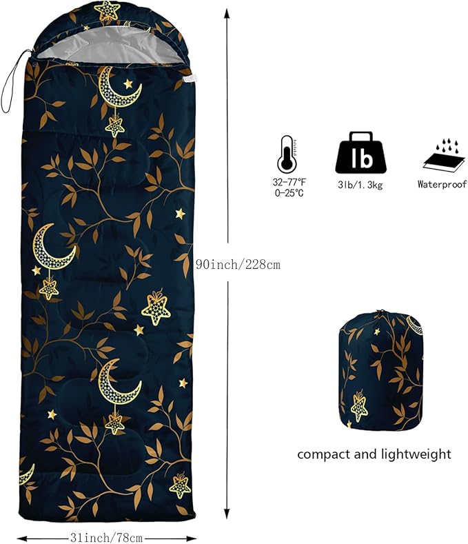 AILONEN Kids Floral Cat Camping Sleeping Bags,Lightweight & Waterproof,3 Season Warm & Cool Weather,Kawaii Kitten Sleeping Bags for Girls Adults,Travelling,Outdoors