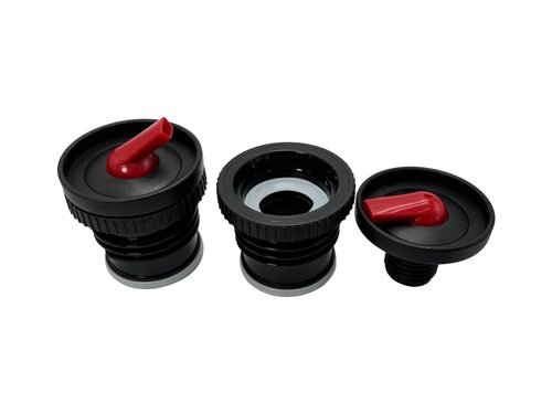 DelCampoXT Lid Termo/Thermal Flask Stopper Pico de Mate Replacement Cap - Fits Stanley Classic Vacuum Insulated Wide Mouth Bottles (1.1QT, 1.5QT, 2QT) - Black/Red - Set of 1