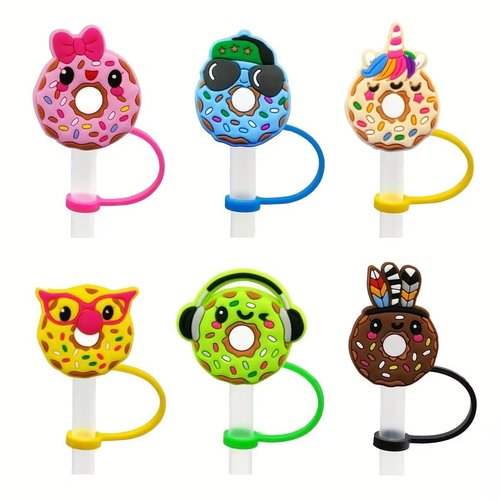 Donut Straw Cover for Stanley 40&30 Oz Cup, 8mm Silicone Straw Covers Cap for Stanley Cup Accessories, Cute Topper for Tumblers, Cap Stopper for Reusable Straws Tip Lids（DM591）