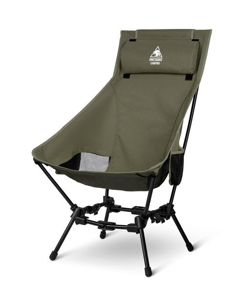 OneTigris Dragonhide Oversized Camping Chair with Pillow Design, Comfortable Widened Seat Folding, 275 lbs Capacity