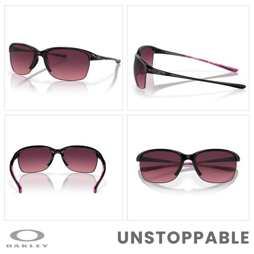 OAKLEY Unstoppable OO9191 919110 65MM Polished Black/Rose Gradient Polarized Rectangular Sunglasses for Women+ Bundle Accessory Leash Kit, Microfiber Pouch