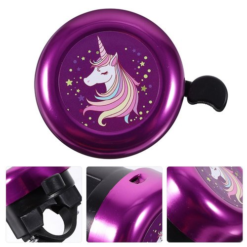 Unicorn Bike Bell for Girls, Purple Pink Bike Bell for Bicycle Scooter Bike Accessory(Purple)