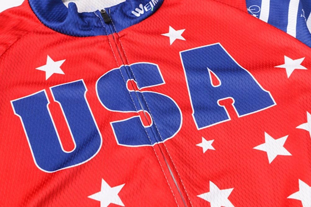 Weimostar Men's USA Cycling Jersey Short Sleeve Biking Shirts Breathable with Pockets