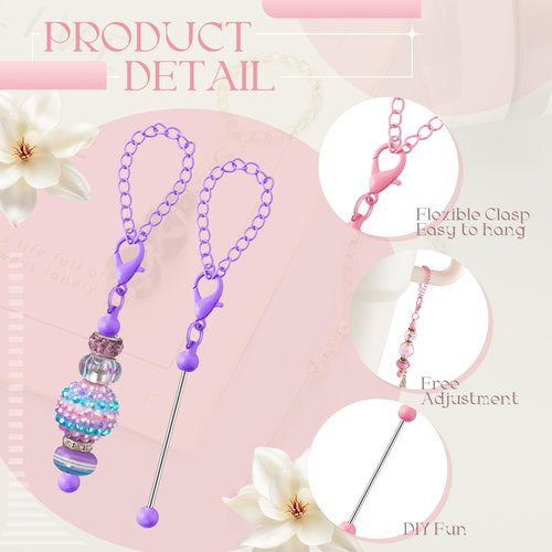 Sayglossy 6 Pcs Beadable Charm Compatible with Stanley Charm Accessories for Tumblers with Handle Cup Chains Wire for 30 40 oz Water Bottle Jewelry Making Blank Beaded DIY Gift (Candy Color)