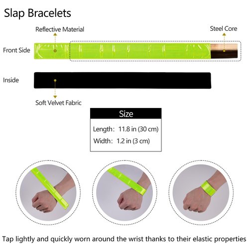 lipaux Reflective Band Adjustable Safety Running Gear Set, High Visibility Band and Slap Bracelet with Reflective Strip for Outdoor Cycling, Dog Walking(Simple Band Set)