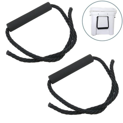 Haidong Cooler Replacement Handles Strap Marine Grade Polyester Cooler Handles Black Rope Handles with Replaceable Sponge Sleeve 2PCS