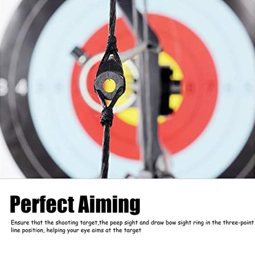 Luoyer 3 PCS 3/16” Archery Peep Sights for Compound Bow Self Aligning Anti-Glare Bow Peep Sight with Stretchable Rubber Tubing Replacement Black