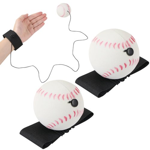 MIDELONG Wrist Return Ball, 2.4 Inch Wrist Balls on a String Rubber Rebound Bouncy Wristband Balls Sports Wrist Return Ball on Elastic String for Adult Wrist Exercise Play, Pack of 2