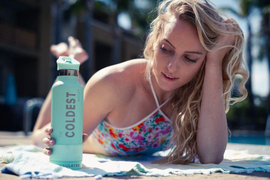 The Coldest Water Insulated Standard Mouth Size 2.0 - Hydro Sports Straw Cap Flip Top Lid - Multi-Compatible with Standard Flask Mouth Size Stainless Steel Water Bottles