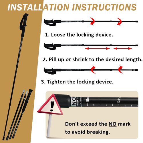 Hiking Poles - AYAMAYA Telescopic Collapsible Trekking Poles with Quick Twist Lock System - Lightweight Aluminum Alloy Telescopic Walking Sticks for Hiking Backpacking Mountaining Seniors Balance