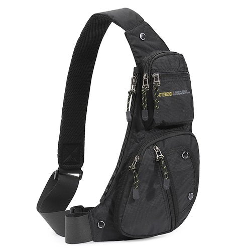 KPYWZER Nylon Sling Bag for Men Chest Bag Bicycle Travel Gym Backpack Daypack Crossbody Shoulder Bag Hiking Black