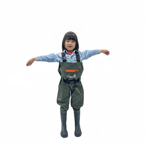 GREENWATER Kids Chest Waders Youth Fishing Waders with Boots Waterproof for Children Boys Girls Hanger & Bag Included (Green, 8-9Y)