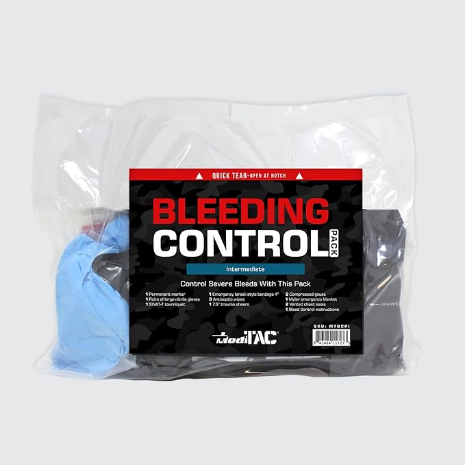 MediTac Intermediate Bleeding Control Pack Feat. SWAT-T Tourniquet, Emergency Bandage and Compressed Gauze Dressing - Intermediate