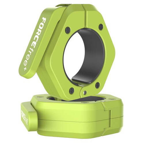 Forcefree+ Barbell Clips (Pair), Magnetic Barbell Clamps, Quick Release Olympic Barbell Clamps with Anti Slip TPR Grip, Barbell Collars for Secure Weightlifting & Powerlifting (MAG, Green)