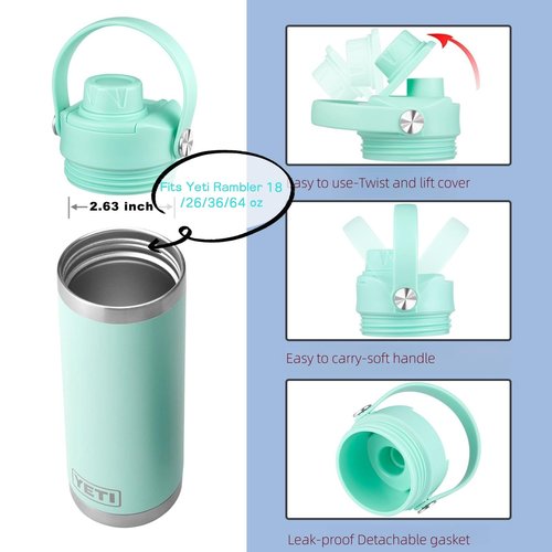 Straw Lid and Spout Lid for Yeti Rambler 26 oz 36 oz 18 oz 46 oz 64 oz Water Bottles, Replacement Caps, Easy to clean