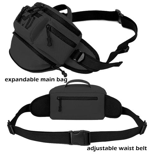 CamGo Tactical Fanny Pack for Men Women Expandable Military Waist Bag Hip Belt Bumbag Utility Bags for Hiking Climbing Fishing (#01-Black)