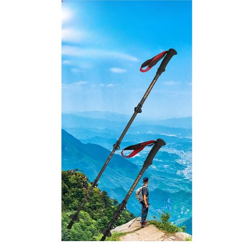 Jahreszeit Carbon Fiber Trekking Pole - Ultralight Collapsible Walking Stick for Hiking with Adjustable Quick Flip Locks and Storage Bag