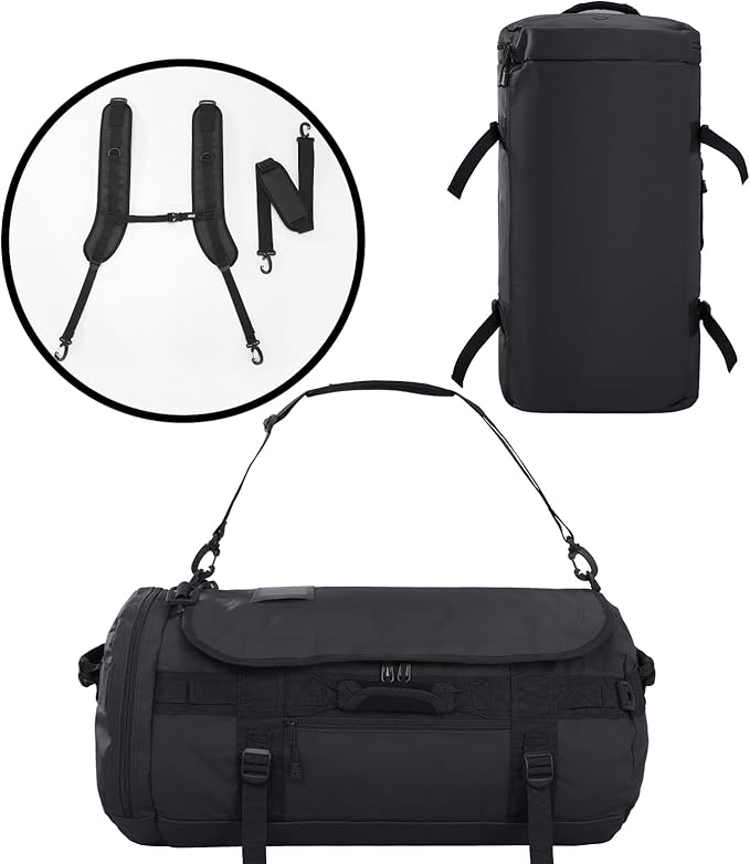 MIER Large Duffel Backpack Sports Gym Bag with Shoe Compartment, Heavy Duty and Water Resistant, Black, 90L