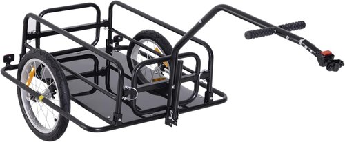 Aosom Bike Cargo Trailer, Bicycle Trailer, Heavy-Duty Bike Wagon Cart, Foldable Compact Storage, with Universal Hitch, 16" Wheels, 88 lbs. Capacity, Black