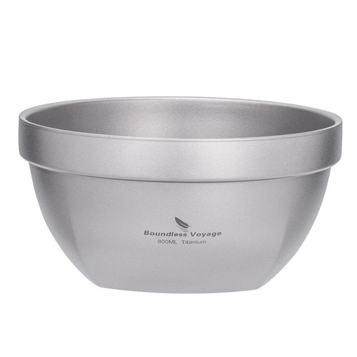 Boundless Voyage Titanium Double Walled Bowl Oatmeal Rice Soup Yogurt Bowl Ultralight Portable Tableware Outdoor Camping Metal Bowls (800ml)