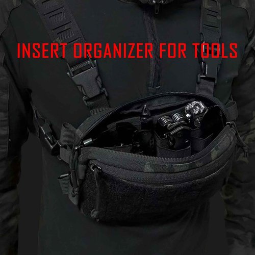 Tactical Bag Insert Modular Organizer Utility Admin Pouch Hook, Modular Elastic Loop Panel Organizers Pouch Insert Attachment with Hook Backed Fastener for Backpack Accessories