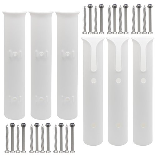 Litoexpe 6 Pcs Fishing Rod Holder Bracket Wall Mounted, Tubes Links Fishing Rod Holder Rack, Boat Side Mount Tool Holder for Boat Kayak Fishing Cooler Trailer, White