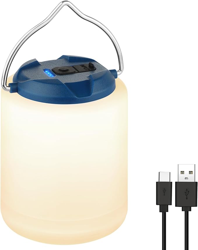 LED Camping Lantern, Rechargeable Camping Light, 4 Modes Outdoor Flashlights Lanterns with 1000LM, Water Resistant Portable Emergency Camp Light for Hurricane Hiking Survival Kits - Blue