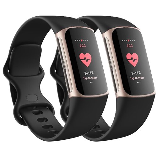 Replacement Bands Compatible with Fitbit Charge 6 / Fitbit Charge 5 Bands for Women Men, Silicone Fitness Sport Wristbands for Women Men Large Black+Black (2 Pack)