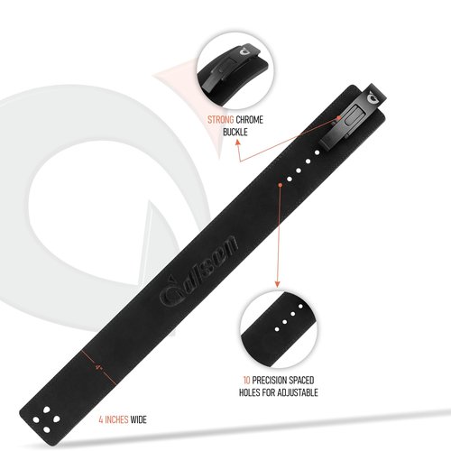 Daisen Weight Lifting Belt Powerlifting, 10mm Thick 4" Leather Lumbar Back Support, Lever Buckle Gym Strength Training Equipment, Bodybuilding Deadlifts Squats Workout Men Women (10MM Black/Red, Medium)