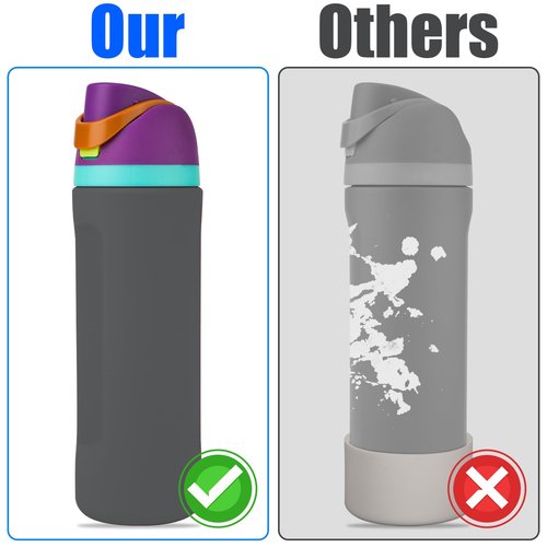 Silicone Water Bottle Boot for Owala 24oz, Full Wrap Protection Anti-Sliding Bottom Protective Sleeve Case Compatible with FreeSip Water Bottle Gift for Owala Protector Cover Accessory (Grey)