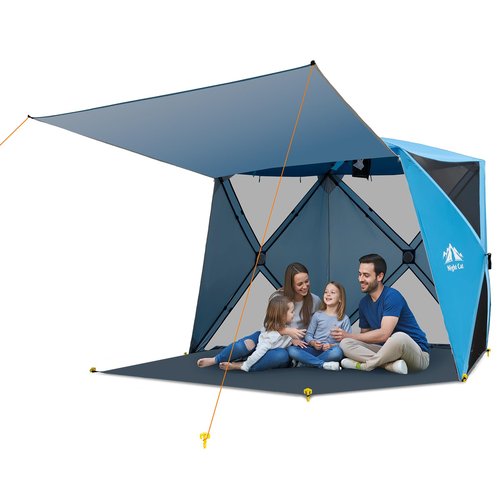 Night Cat Pop-up Beach Tent: 3 4 Persons Beach Shelter with Canopy and Footprint, UPF 50+ UV Protection Backyard Camping Outdoor Canopy Poles Not Included