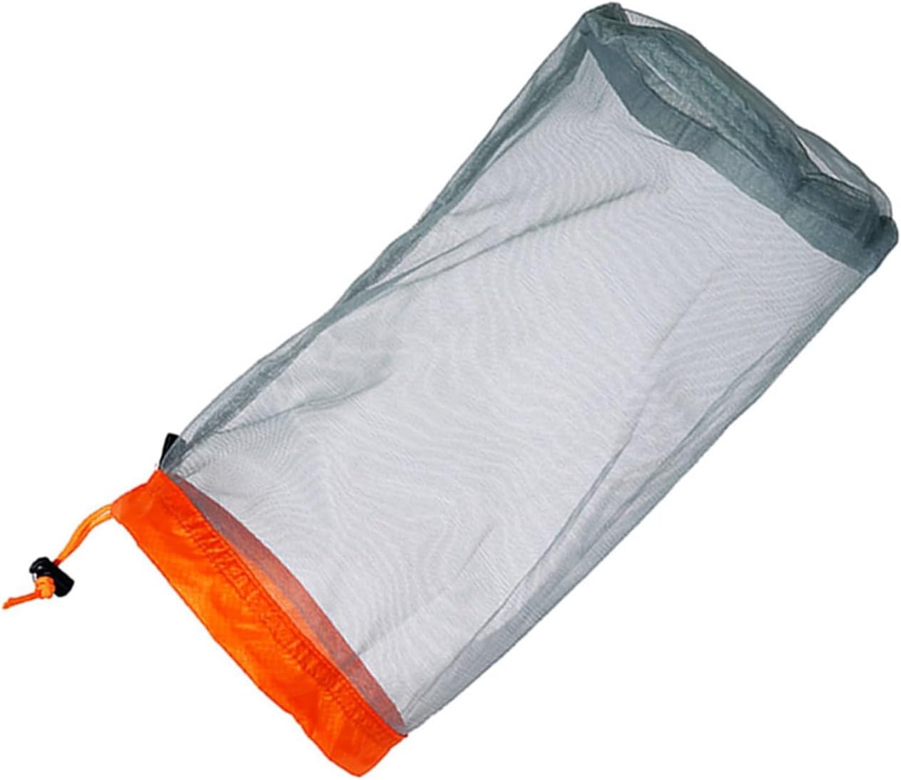 Mesh Stuff Sack Light Weight Nylon Mesh Drawstring Storage Bag for Travelling Hiking Camping Stuff Storage(Orange M)