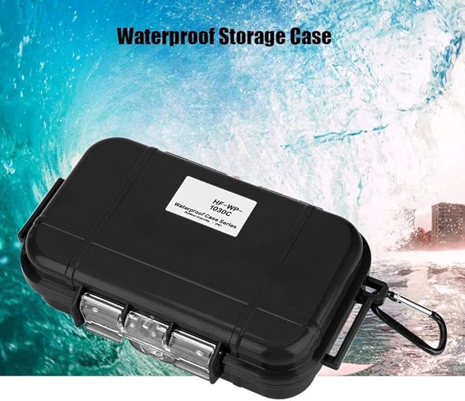 Vbestlife Plastic Waterproof Shockproof Storage Box, Floating Hard Shell Wet Dry Box Container, Marine Fishfinder Case, 4 Colors (Black)