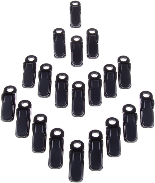 20 Pack Small Tarp Awning Clamp Set - Black Tarp Clips Jaw Tent Snaps for Camping