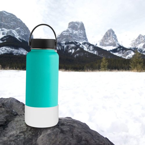 Flaskars Protective Silicone Boot for 12oz - 40 oz Hydroflask Water Bottles Anti-Slip Bottom Stanley Sleeve Cover Bumper (Black, Fits Hydroflask 32 and 40 OZ)
